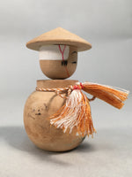 Japanese Kokeshi Doll Vtg Wooden Figurine Wobbly Head Pot Round Shade KF467