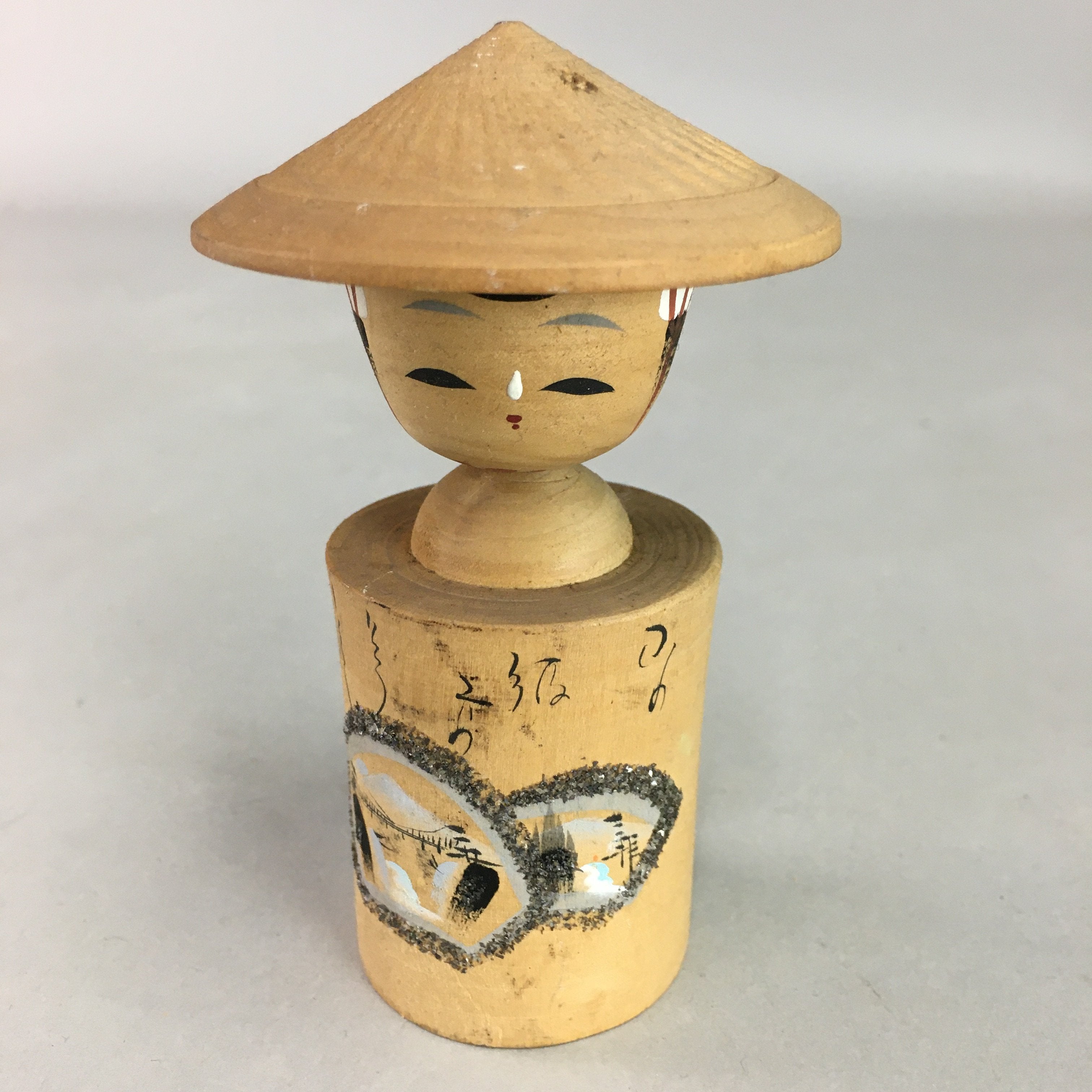 Japanese Kokeshi Doll Vtg Wooden Figurine Wobbly Head Shade KF309