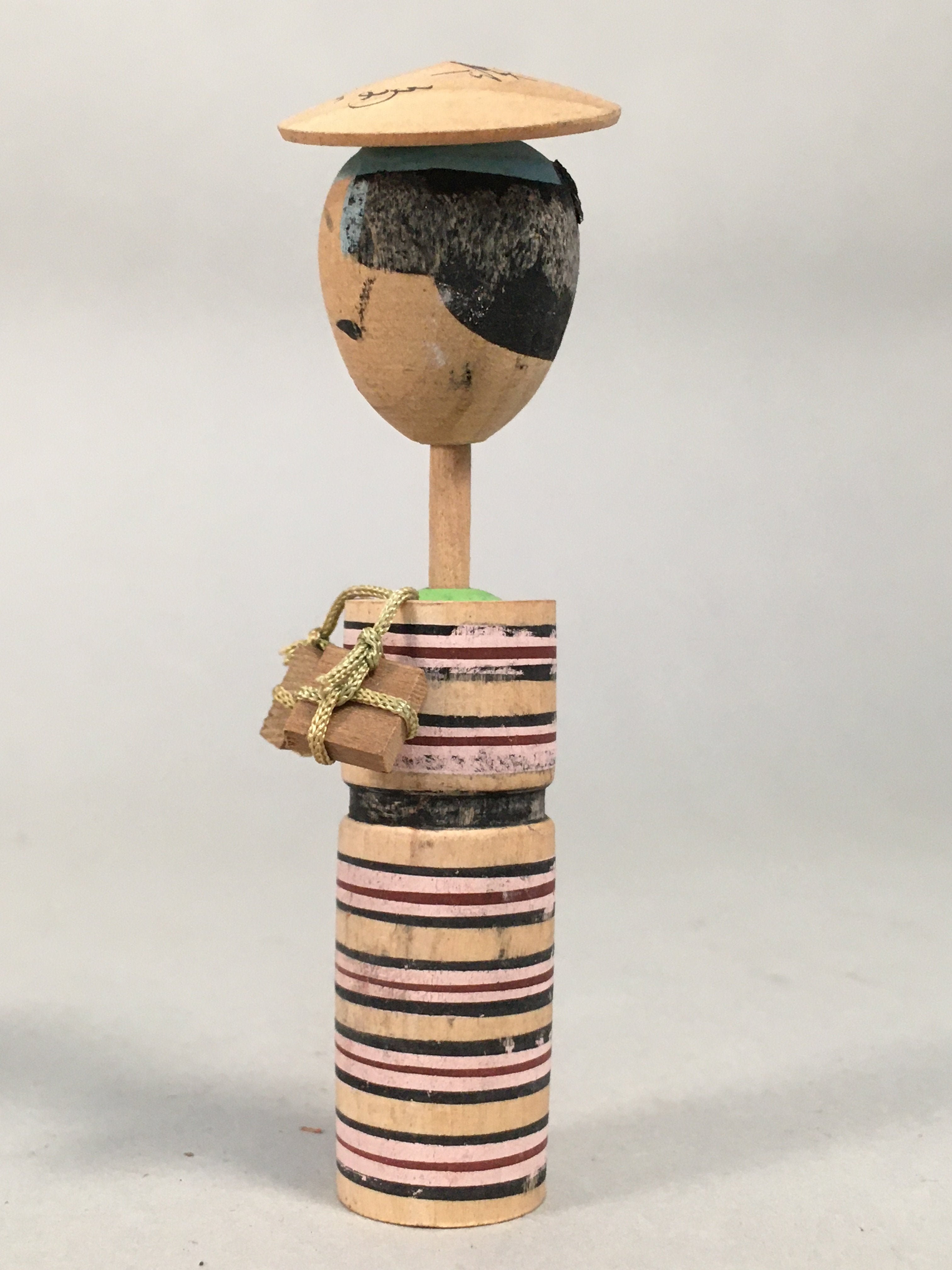 Japanese Kokeshi Doll Vtg Wooden Figurine Wobbly Head Shade Man Kimono KF464