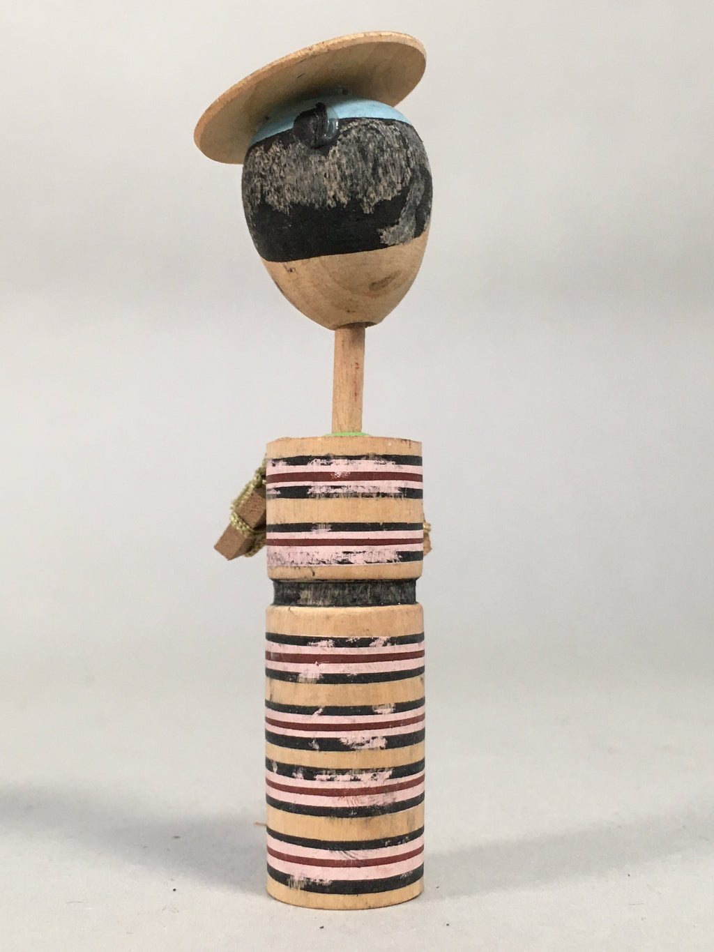Japanese Kokeshi Doll Vtg Wooden Figurine Wobbly Head Shade Man Kimono KF464