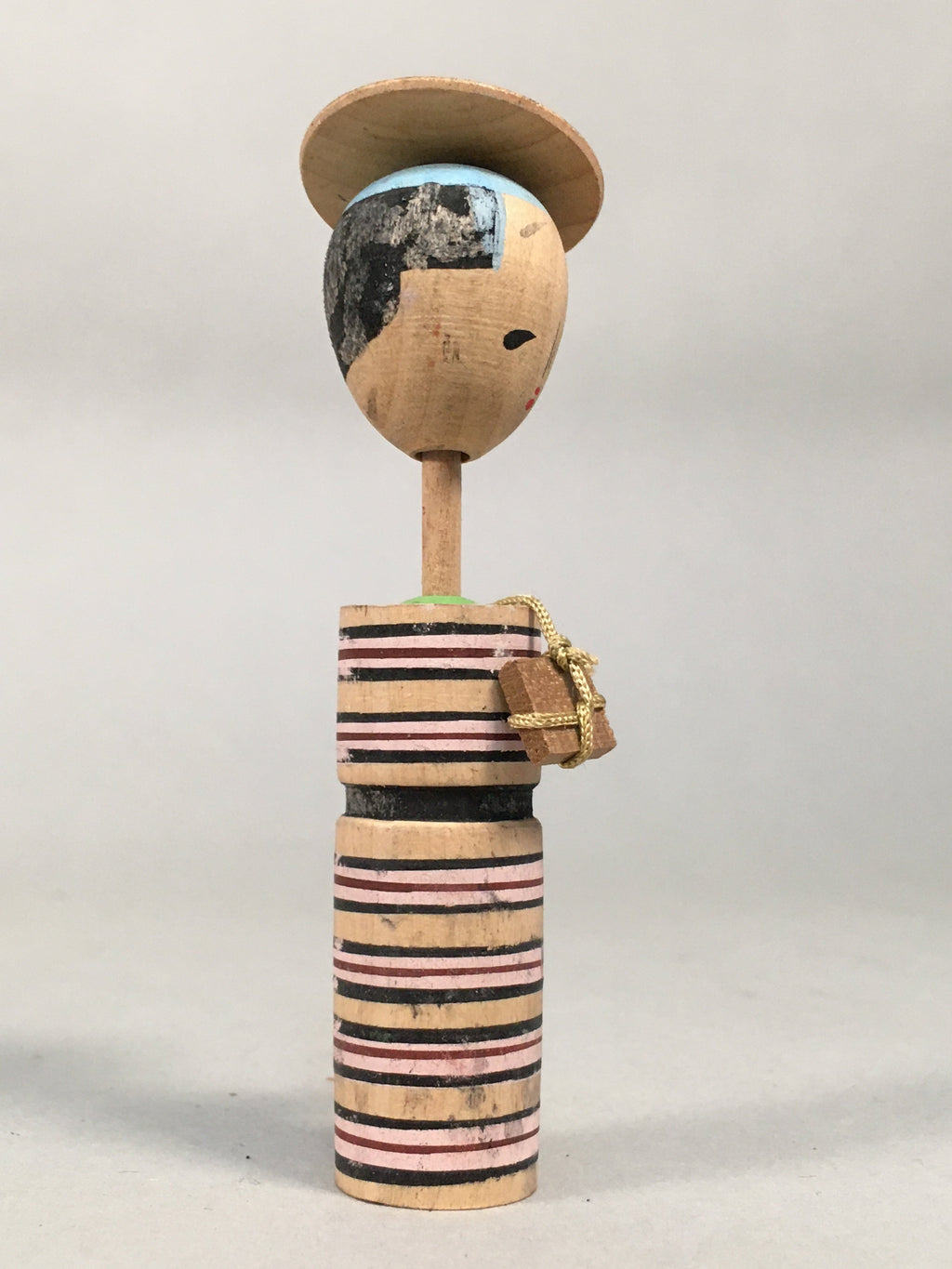 Japanese Kokeshi Doll Vtg Wooden Figurine Wobbly Head Shade Man Kimono KF464