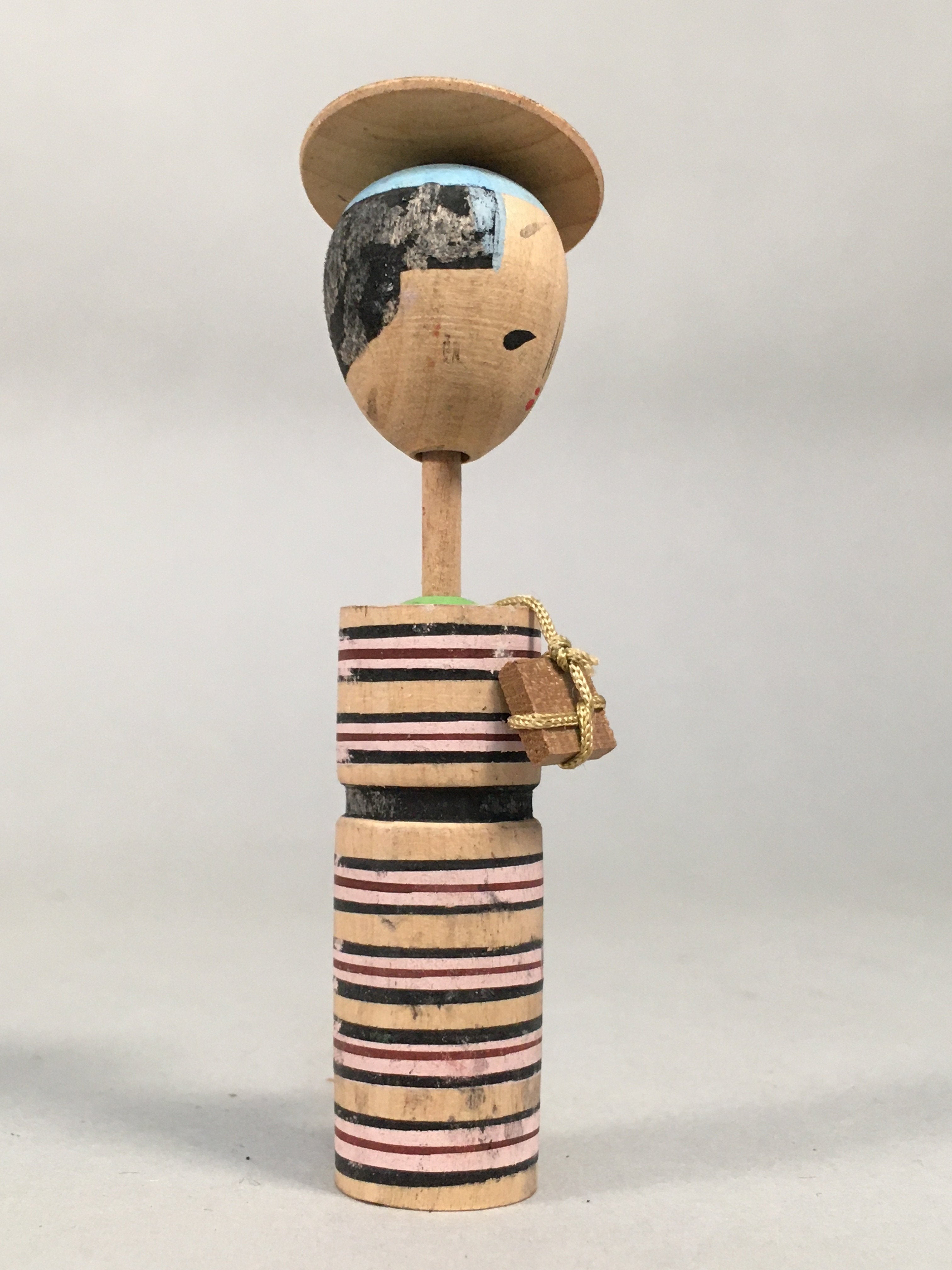 Japanese Kokeshi Doll Vtg Wooden Figurine Wobbly Head Shade Man Kimono KF464