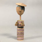 Japanese Kokeshi Doll Vtg Wooden Figurine Wobbly Head Shade Man Kimono KF464