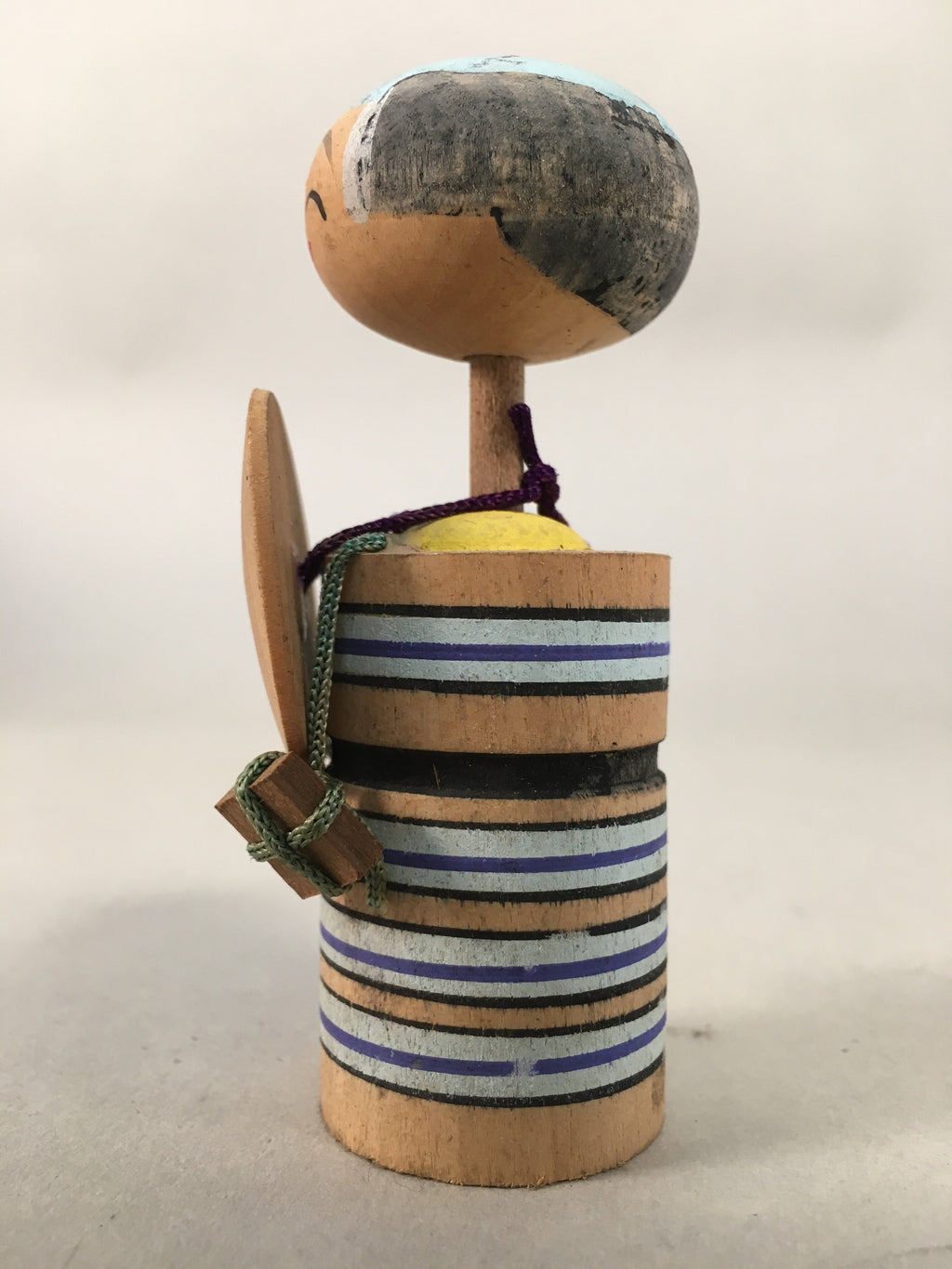 Japanese Kokeshi Doll Vtg Wooden Figurine Wobbly Head Shade Man Kimono KF465