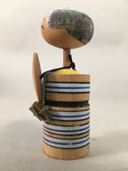 Japanese Kokeshi Doll Vtg Wooden Figurine Wobbly Head Shade Man Kimono KF465