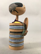 Japanese Kokeshi Doll Vtg Wooden Figurine Wobbly Head Shade Man Kimono KF465