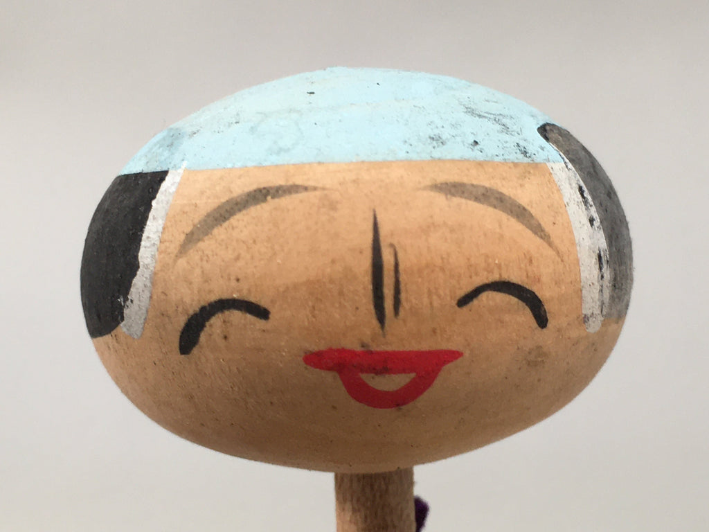 Japanese Kokeshi Doll Vtg Wooden Figurine Wobbly Head Shade Man Kimono KF465