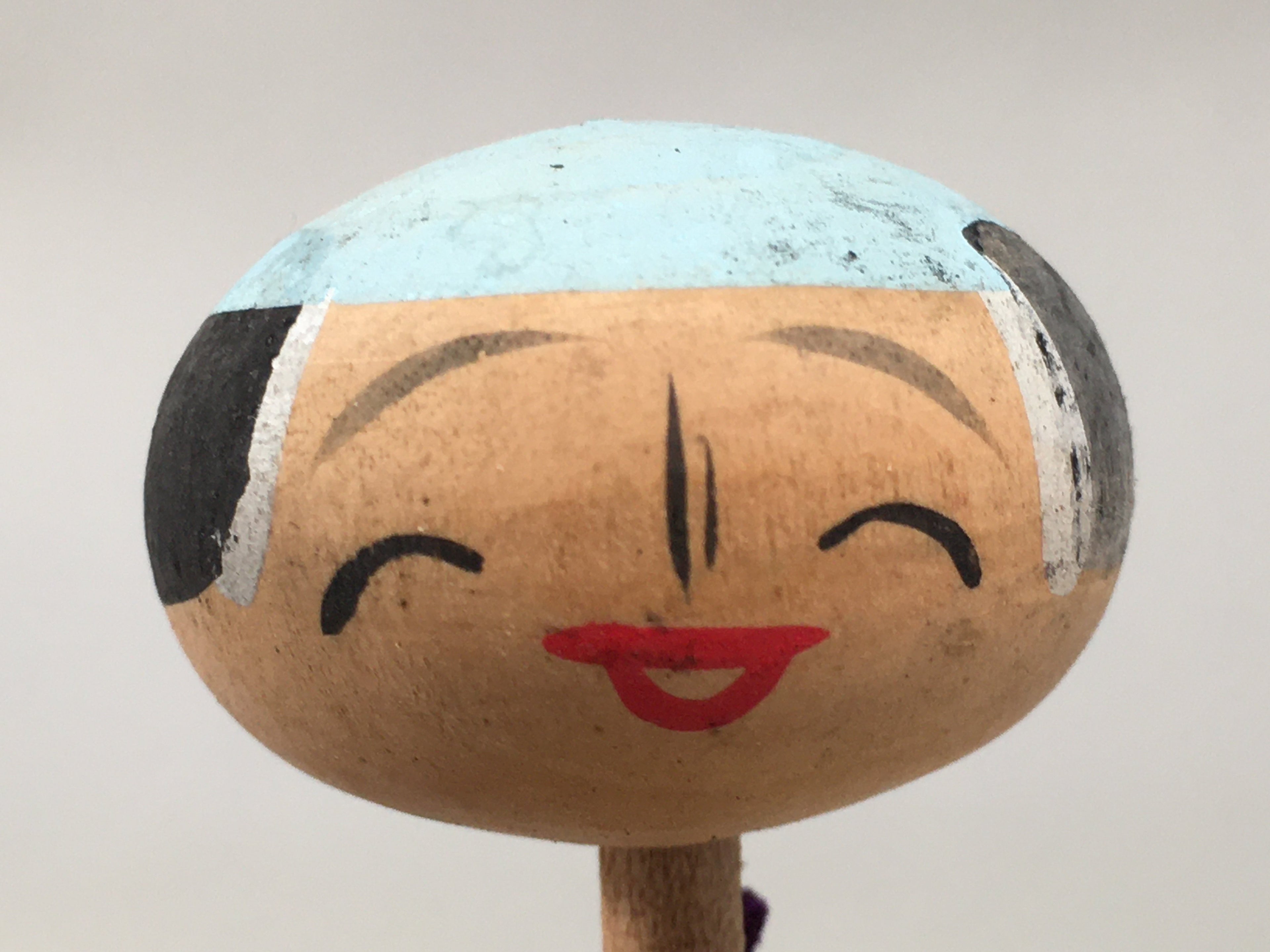 Japanese Kokeshi Doll Vtg Wooden Figurine Wobbly Head Shade Man Kimono KF465