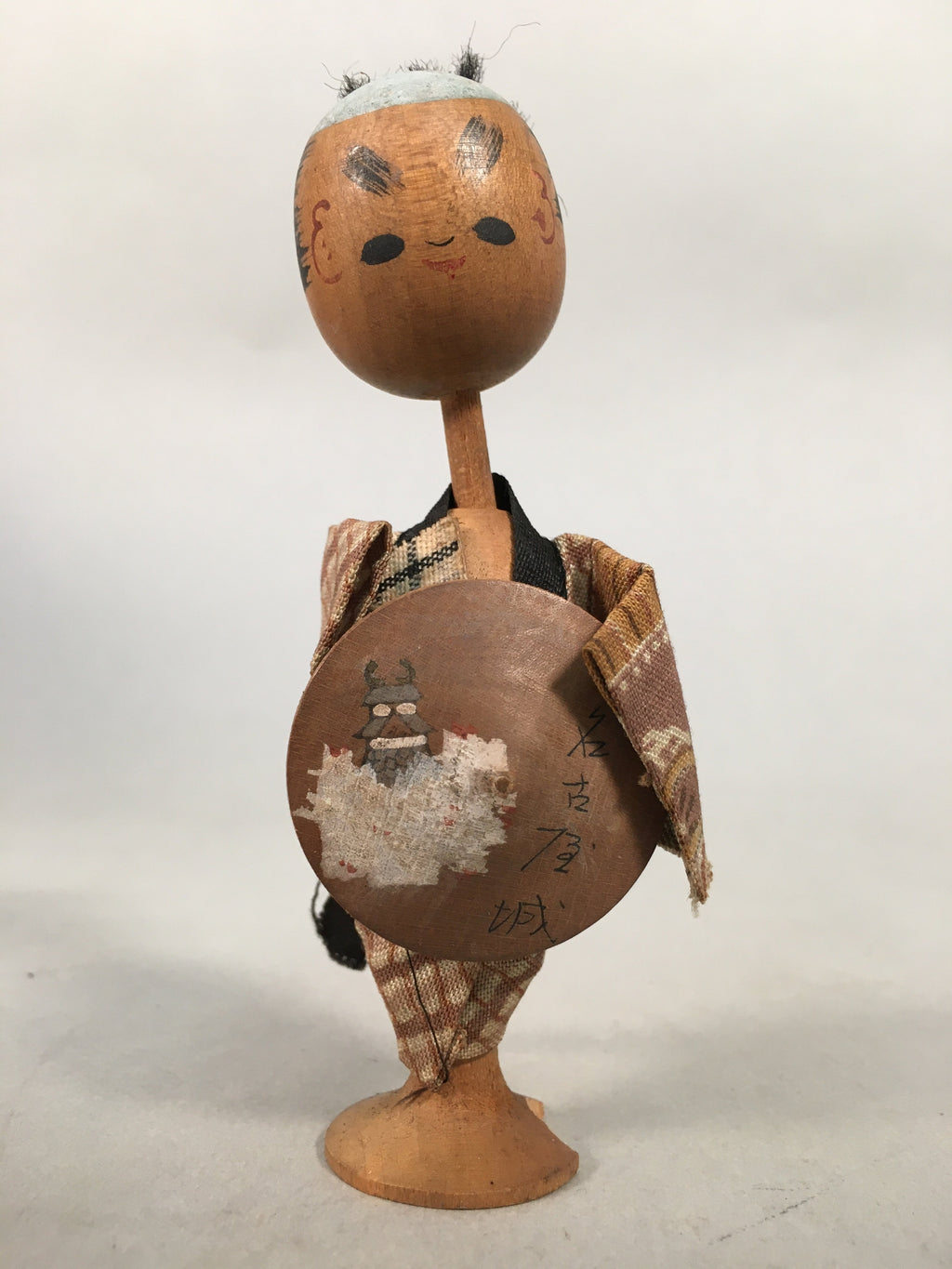 Japanese Kokeshi Doll Vtg Wooden Figurine Wobbly Head Shade Man Kimono KF469