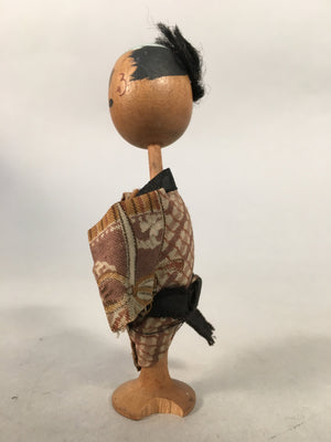 Japanese Kokeshi Doll Vtg Wooden Figurine Wobbly Head Shade Man Kimono KF469