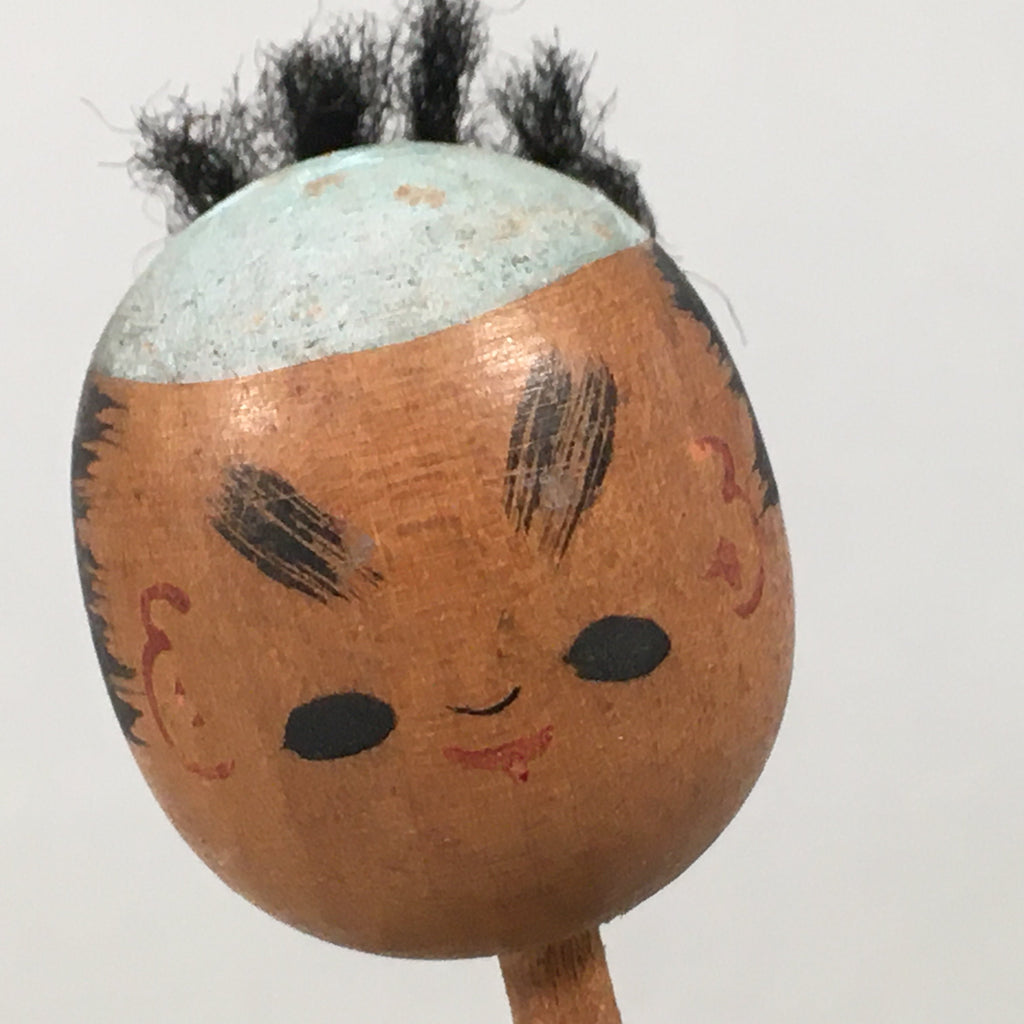 Japanese Kokeshi Doll Vtg Wooden Figurine Wobbly Head Shade Man Kimono KF469