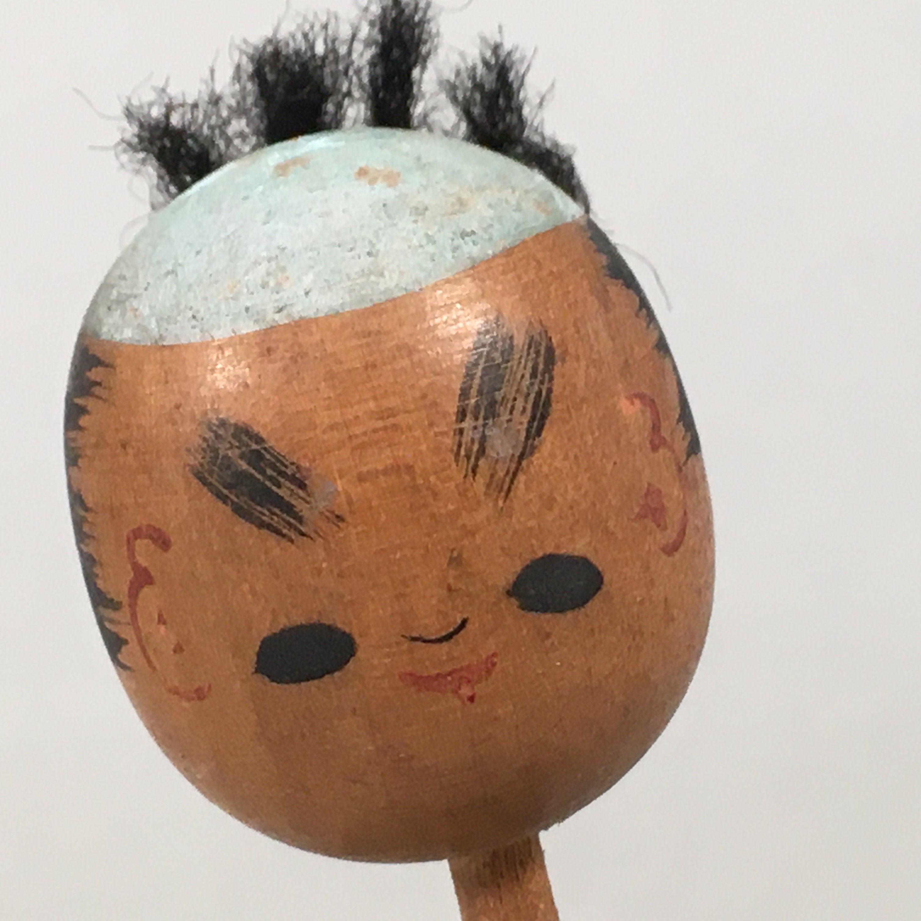 Japanese Kokeshi Doll Vtg Wooden Figurine Wobbly Head Shade Man Kimono KF469