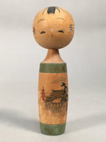 Japanese Kokeshi Doll Vtg Wooden Figurine Wobbly Head Smile Pagoda KF462