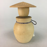 Japanese Kokeshi Doll Wobbly Head Hat Boy Vtg Wood Carving Temple Figurine KF23