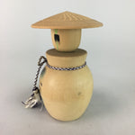 Japanese Kokeshi Doll Wobbly Head Hat Boy Vtg Wood Carving Temple Figurine KF23