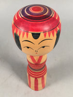 Japanese Kokeshi Doll Wood Vtg Traditional Ningyo Red Signed Girl TK47