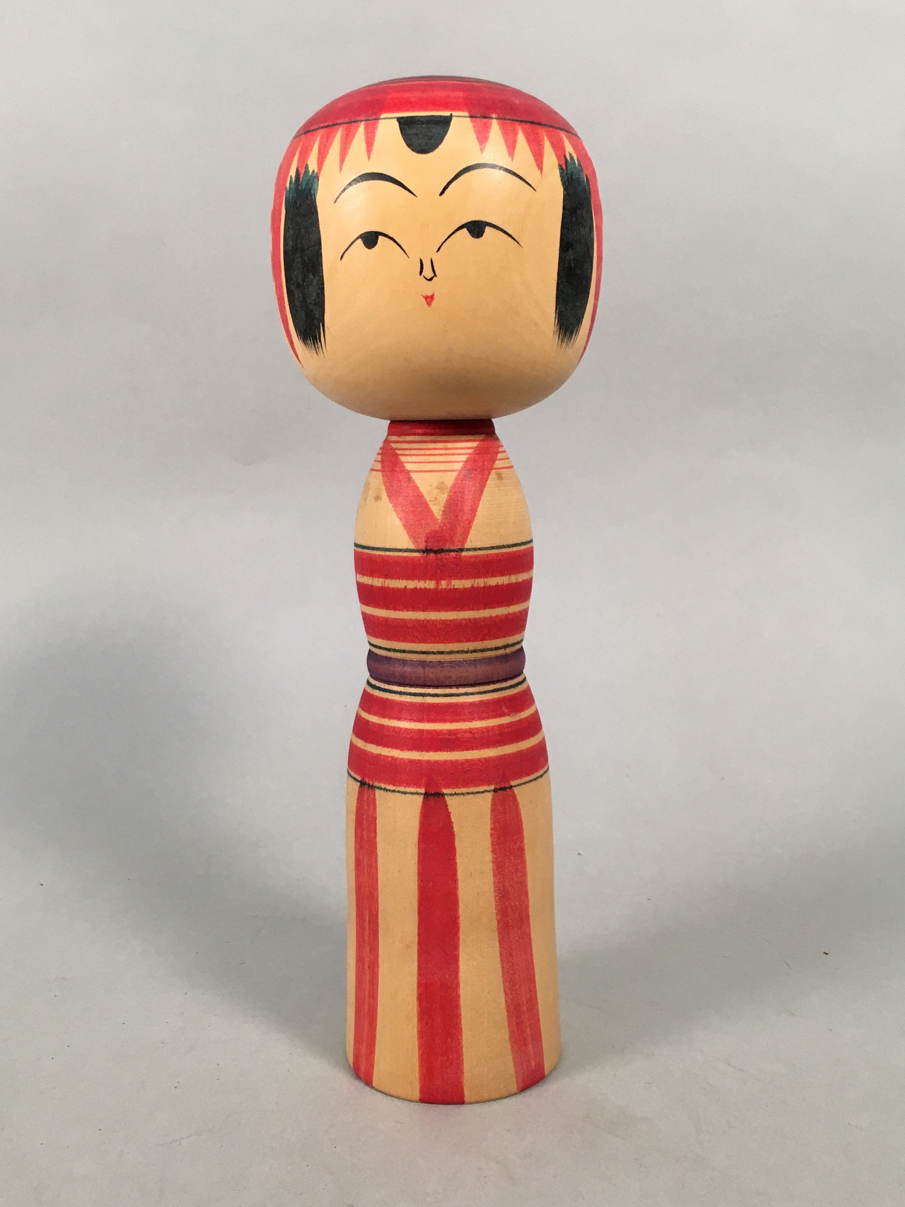 Japanese Kokeshi Doll Wood Vtg Traditional Ningyo Red Signed Girl TK47