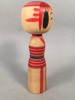 Japanese Kokeshi Doll Wood Vtg Traditional Ningyo Red Signed Girl TK47