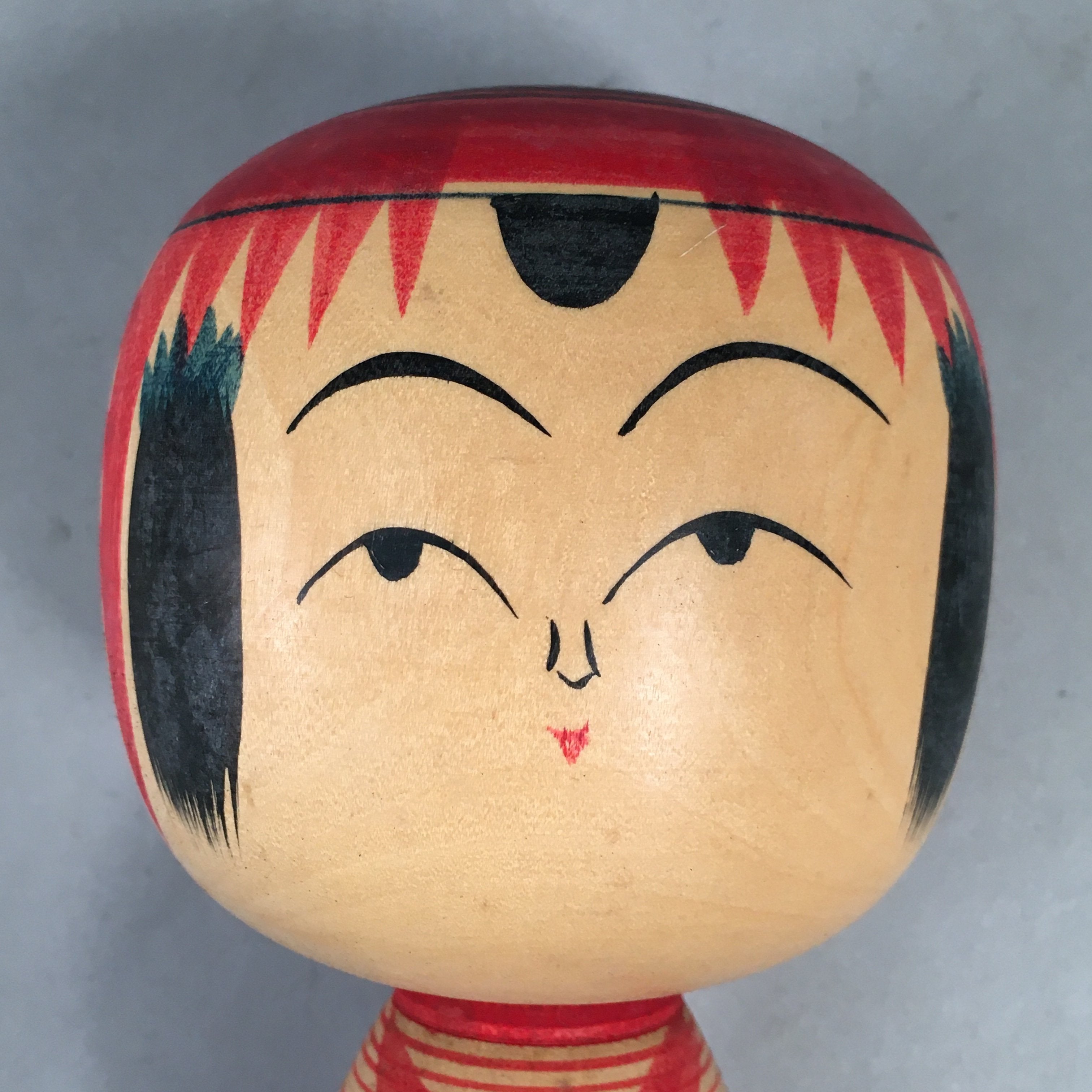 Japanese Kokeshi Doll Wood Vtg Traditional Ningyo Red Signed Girl TK47