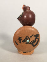Japanese Kokeshi Doll Wooden Figurine Raccoon Dog Tanuki Rice Container KF484