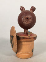 Japanese Kokeshi Doll Wooden Figurine Raccoon Dog Tanuki Rice Container KF484