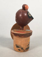 Japanese Kokeshi Doll Wooden Figurine Raccoon Dog Tanuki Rice Container KF484