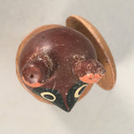 Japanese Kokeshi Doll Wooden Figurine Raccoon Dog Tanuki Rice Container KF484