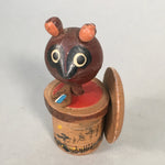 Japanese Kokeshi Doll Wooden Figurine Raccoon Dog Tanuki Rice Container KF484