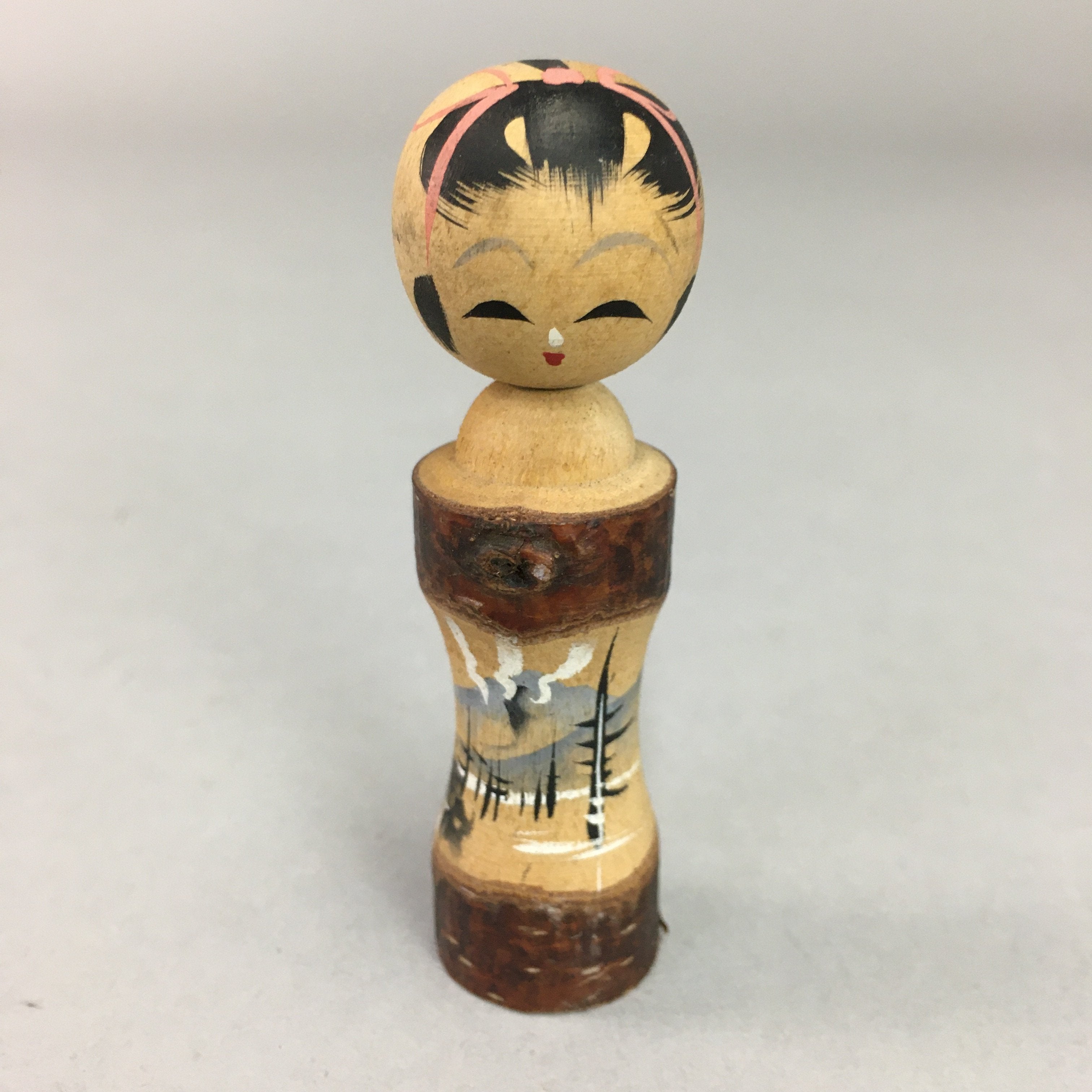Japanese Kokeshi Doll Wooden Figurine Vtg Landscape Mountain Girl KF340