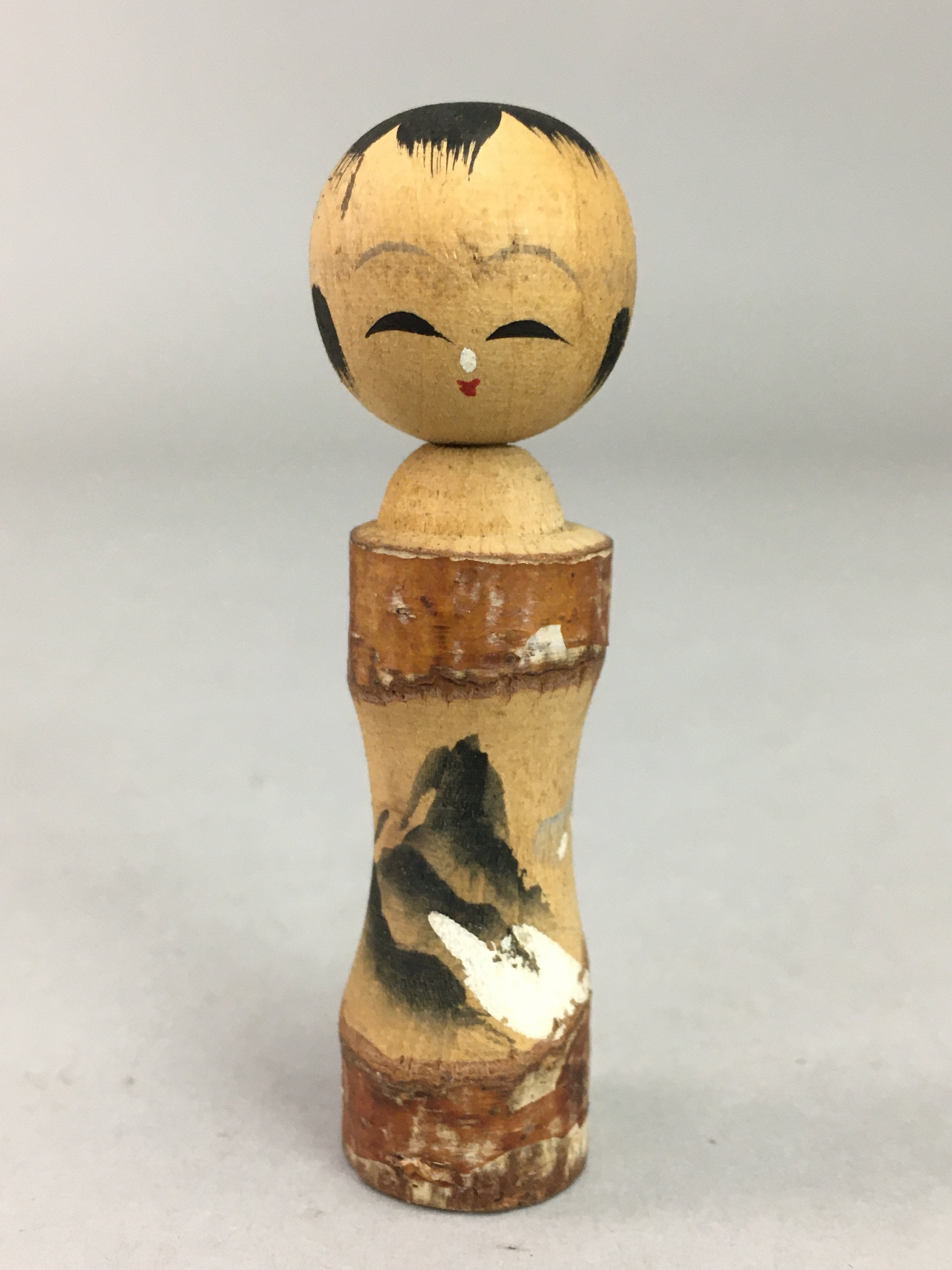 Japanese Kokeshi Doll Wooden Figurine Vtg Landscape Mountain KF339