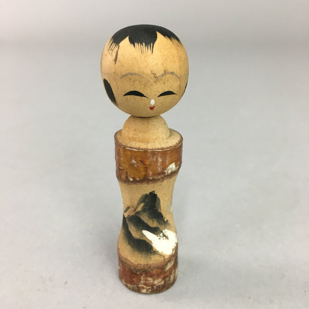 Japanese Kokeshi Doll Wooden Figurine Vtg Landscape Mountain KF339