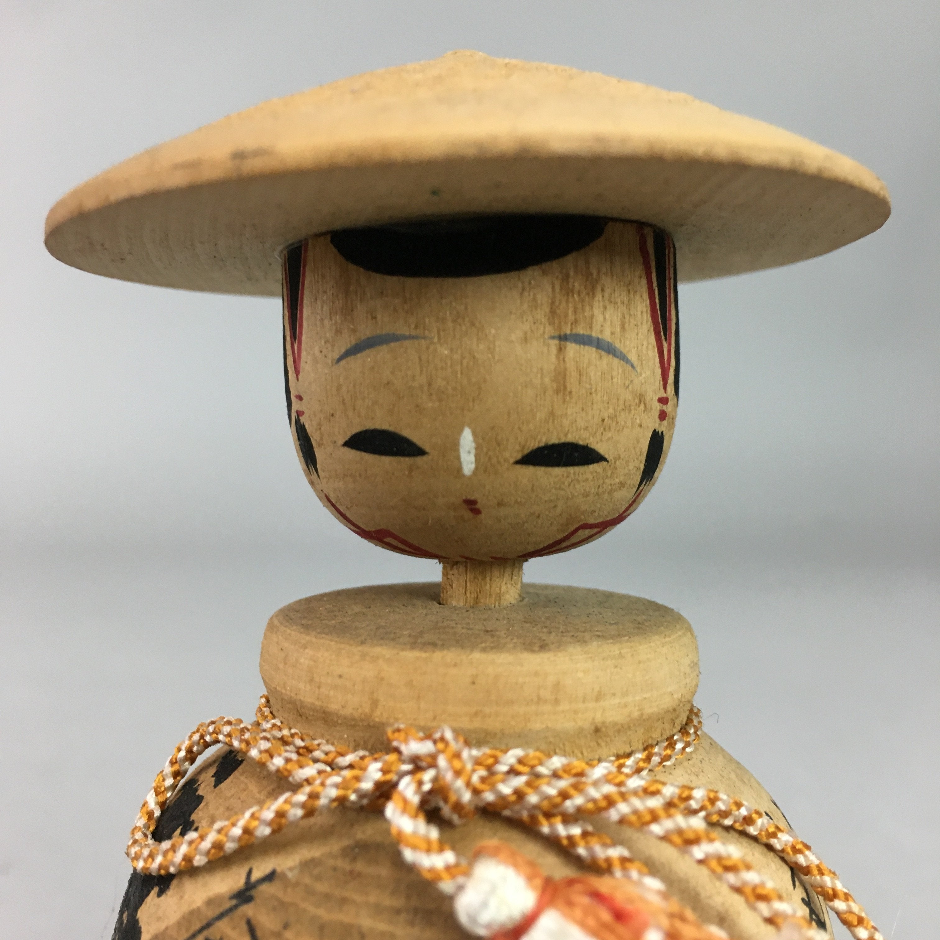Japanese Kokeshi Doll Wooden Figurine Vtg Shade Landscape Kanji KF334