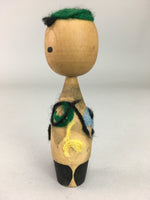 Japanese Kokeshi Doll Wooden Figurine Vtg Woolen Yarn Decoration KF333