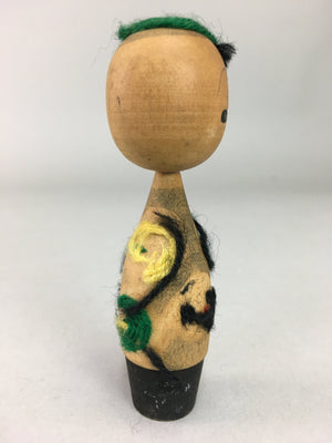 Japanese Kokeshi Doll Wooden Figurine Vtg Woolen Yarn Decoration KF333