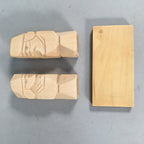 Japanese Kokeshi Wooden Doll 2pc Vtg Figurine Ainu Carving Set KF548