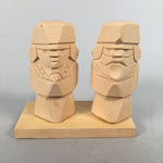 Japanese Kokeshi Wooden Doll 2pc Vtg Figurine Ainu Carving Set KF548