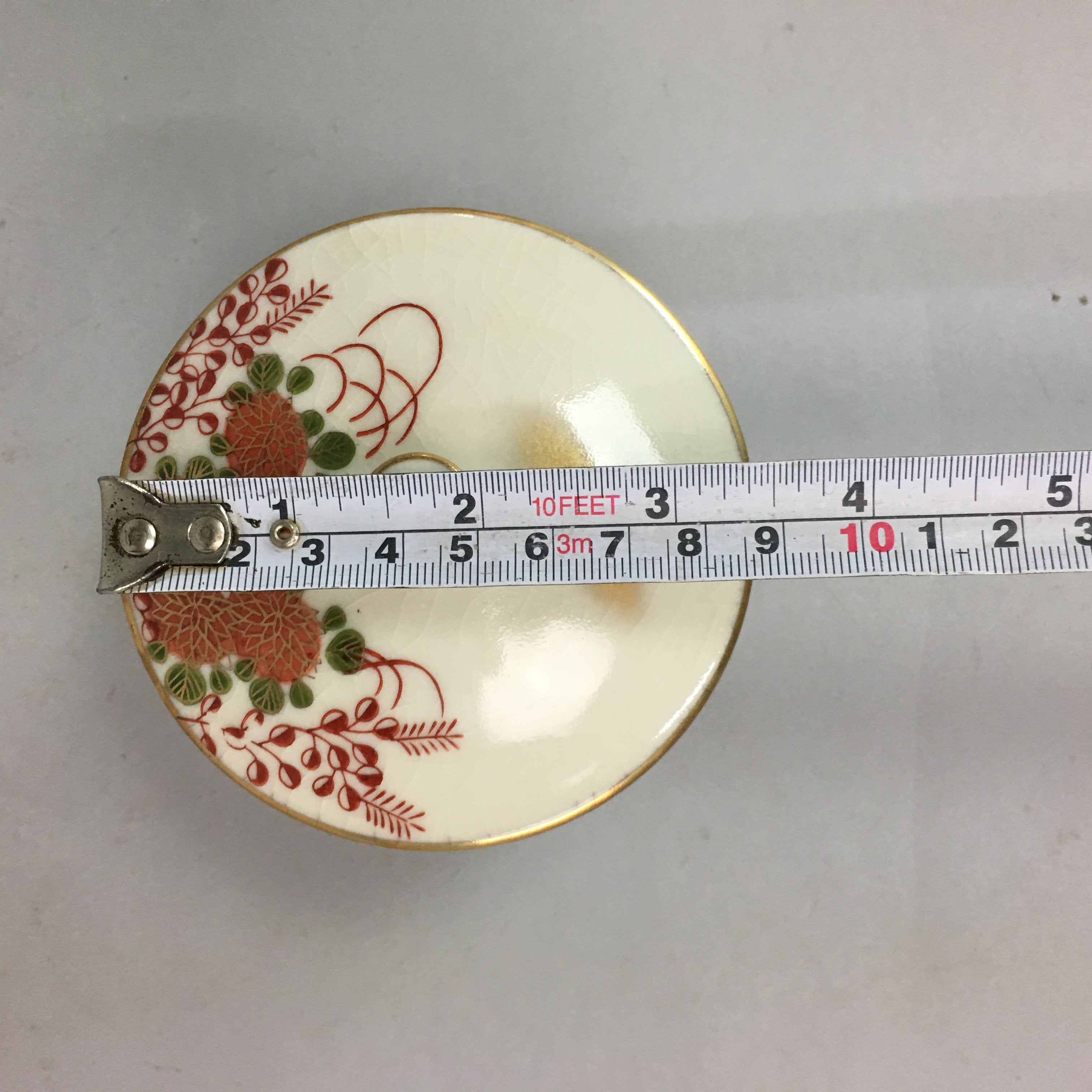 Japanese Kutani Ceramic Lidded Teacup Yunomi Bird Akae Flower Vtg Pottery QT22