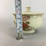 Japanese Kutani Ceramic Lidded Teacup Yunomi Bird Akae Flower Vtg Pottery QT22