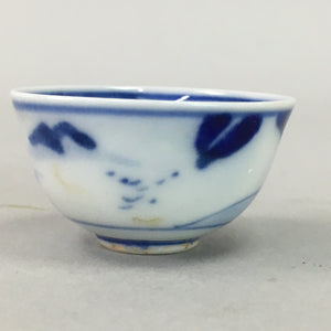 Japanese Kutani Porcelain Sake Cup Guinomi Sakazuki Vtg Signed Sometsuke GU526