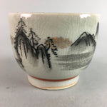 Japanese Kutani Porcelain Teacup Vtg Yunomi Pagoda Mountain Sencha PT624