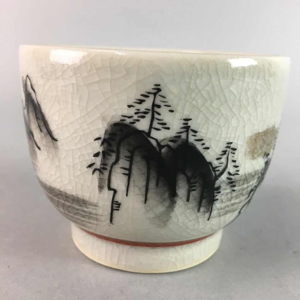 Japanese Kutani Porcelain Teacup Vtg Yunomi Pagoda Mountain Sencha PT631