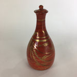 Japanese Kutani Ware Ceramic Sake Bottle Vtg Pottery Sake Tokkuri With Lid TS280