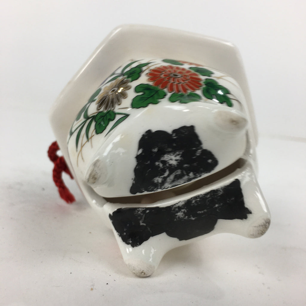 Japanese Kutani Ware Porcelain Bell Vtg Dorei Amulet Lantern White DR370