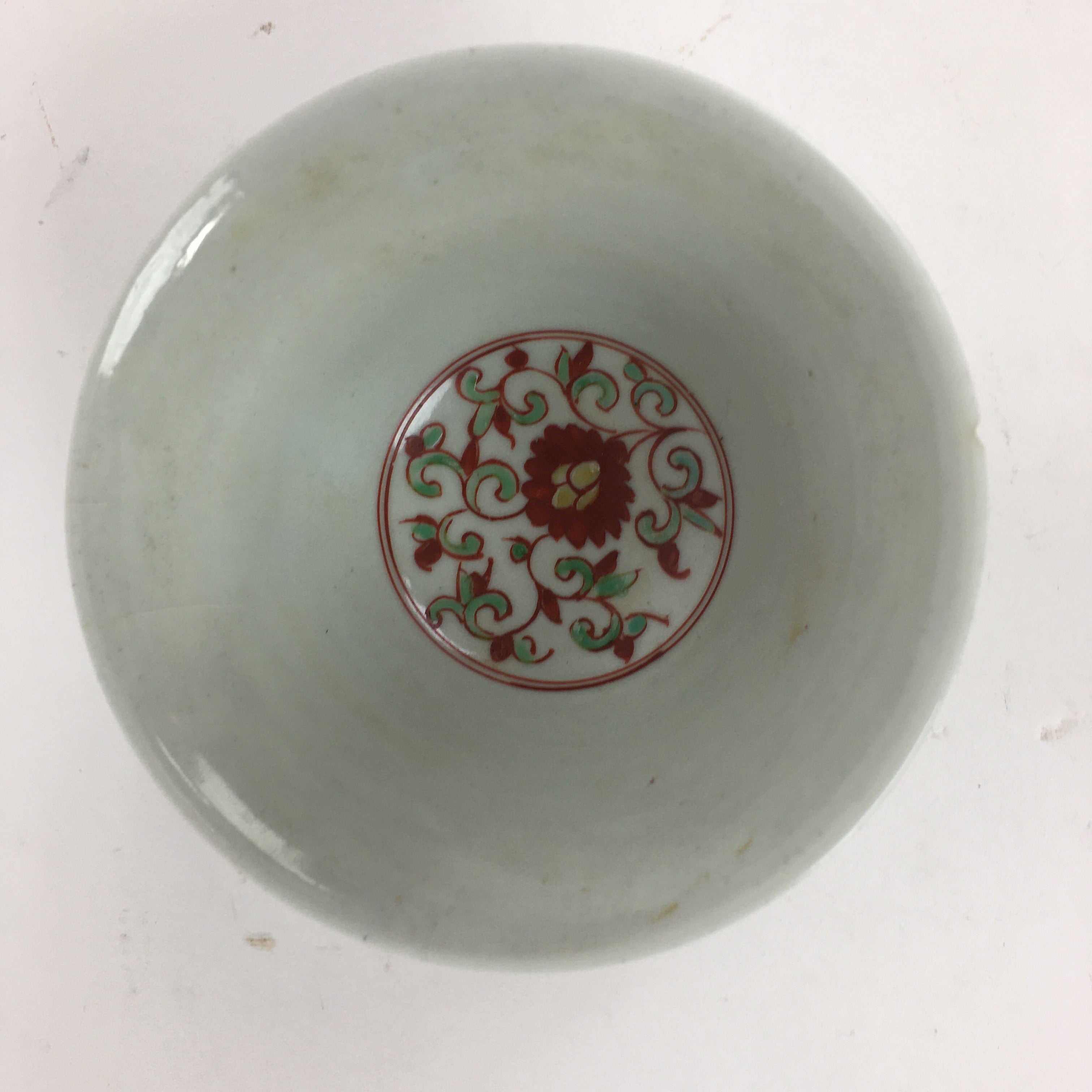 Japanese Kutani ware Porcelain Teacup Yunomi Vtg White Red Phoenix Sencha TC288