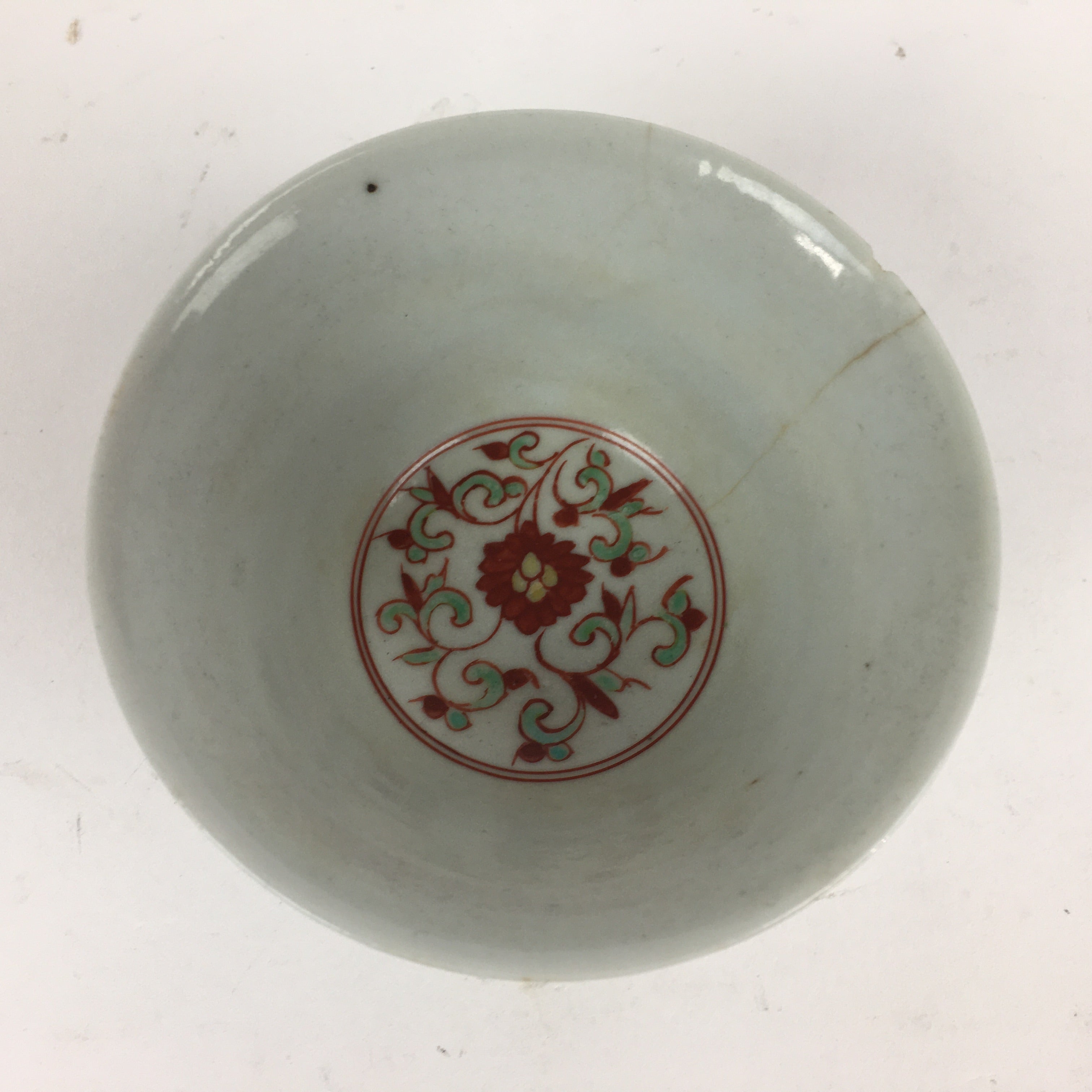 Japanese Kutani ware Porcelain Teacup Yunomi Vtg White Red Phoenix Sencha TC291