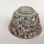 Japanese Kutani ware Porcelain Teacup Yunomi Vtg White Red Phoenix Sencha TC291