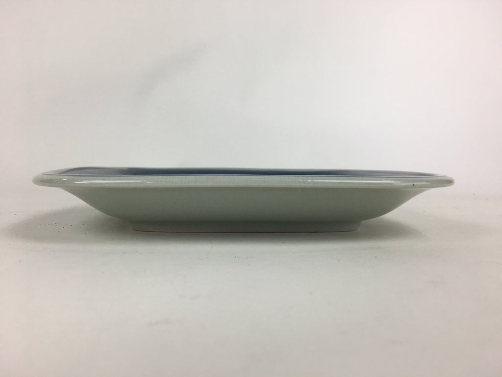 Japanese Kutrani ware Ceramic Plate Vtg Pottery White Square Camellia PX572