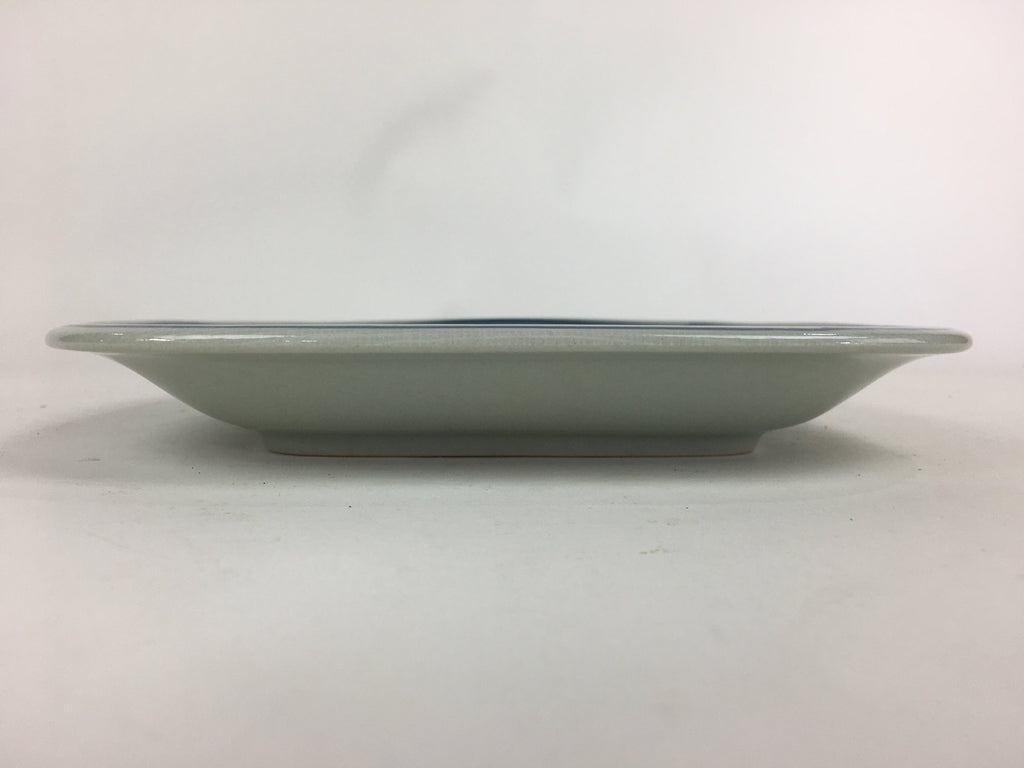 Japanese Kutrani ware Ceramic Plate Vtg Pottery White Square Camellia PX572