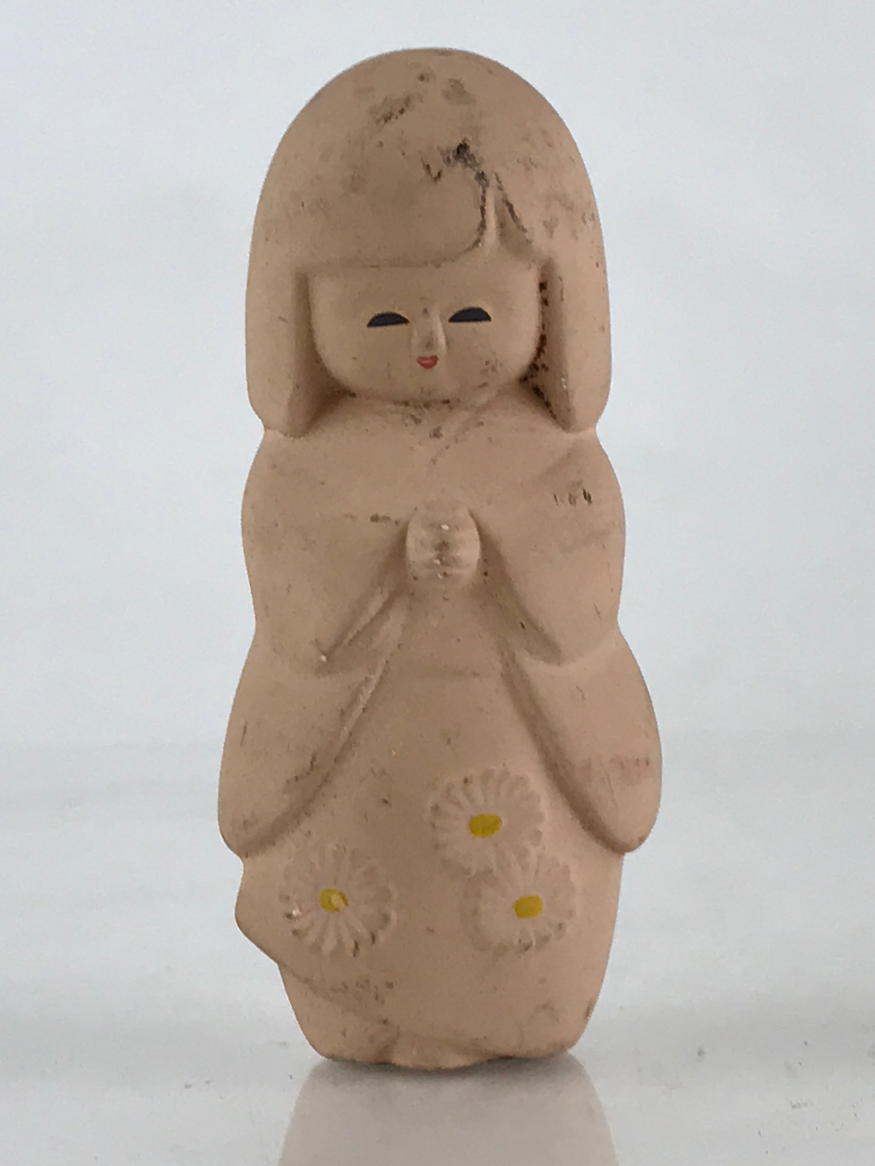 Japanese Kyo-Ningyo Unglazed Clay Doll Vtg Traditional Kimono Girl Geisha BD851