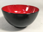 Japanese Lacquer Bowl Vtg Wood Black Red Rice Soup Signed UR473